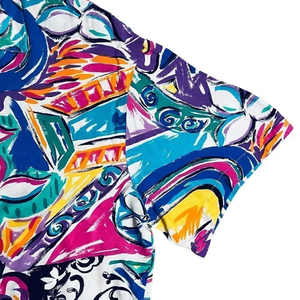 Colorful Abstract Pattern Short sleeve button down shirt - Picture 6 of 6